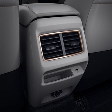 Mahindra XUV 3XO EV rear air conditioning vents and USB ports