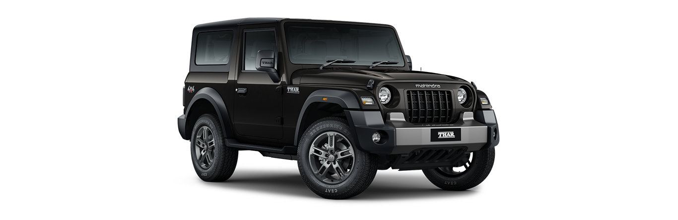 Mahindra Thar SUV in bold Stealth Black exterior view