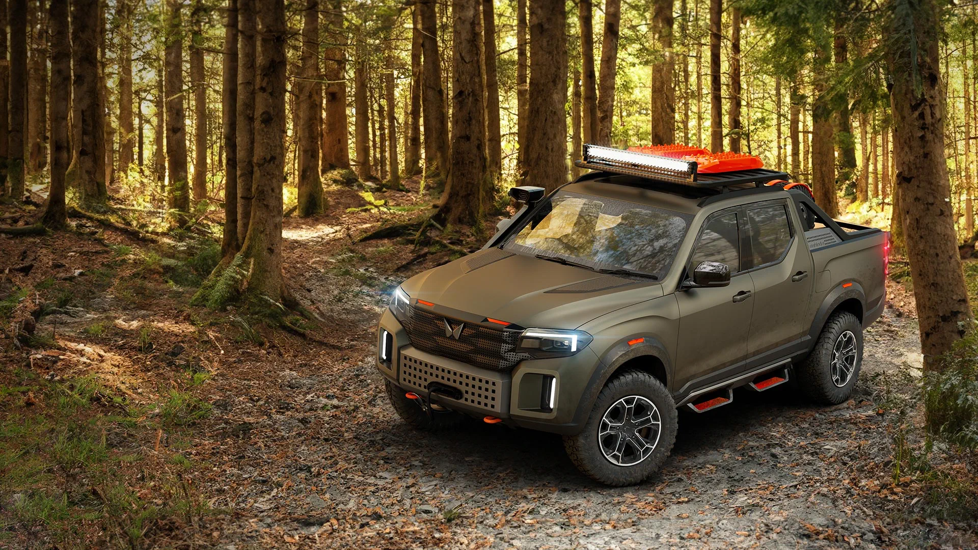 Mahindra Global Pik Up Off Road Forest Image