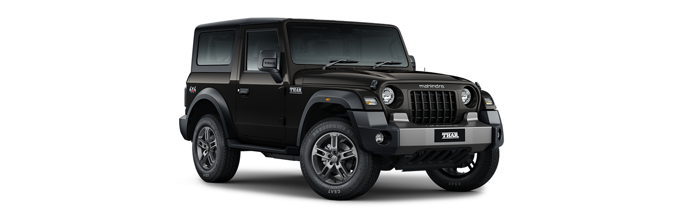 Mahindra Thar SUV in bold Stealth Black exterior view